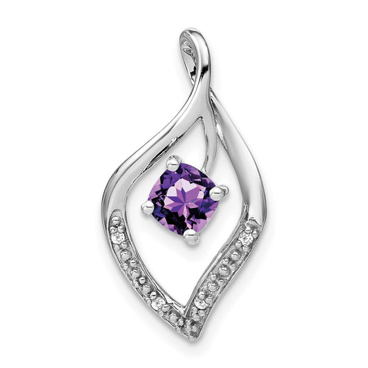 14k white gold amethyst and real diamond pendant pm7035 am 003 wa