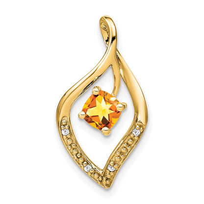 14k yellow gold citrine and real diamond pendant pm7035 ci 003 ya