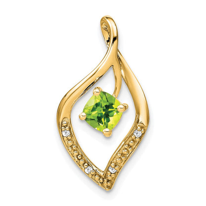 14k yellow gold peridot and real diamond pendant pm7035 pe 003 ya