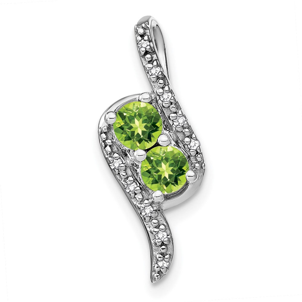 14k white gold peridot and real diamond chain slide pm7041 pe 005 wa