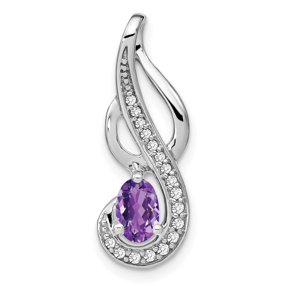 14k white gold amethyst and real diamond swirl pendant pm7042 am 010 wa