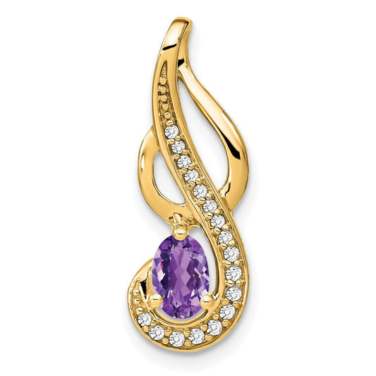 14k yellow gold amethyst and real diamond swirl pendant pm7042 am 010 ya