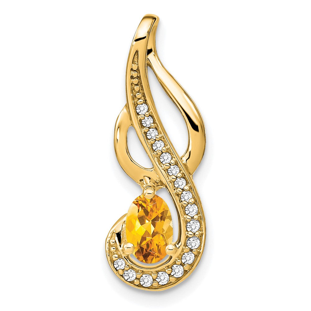 14k yellow gold citrine and real diamond swirl pendant pm7042 ci 010 ya