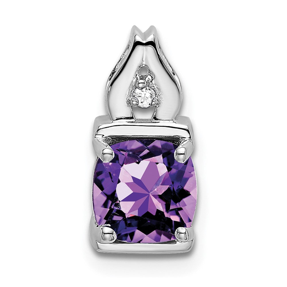 14k white gold amethyst and real diamond pendant pm7054 am 001 wa