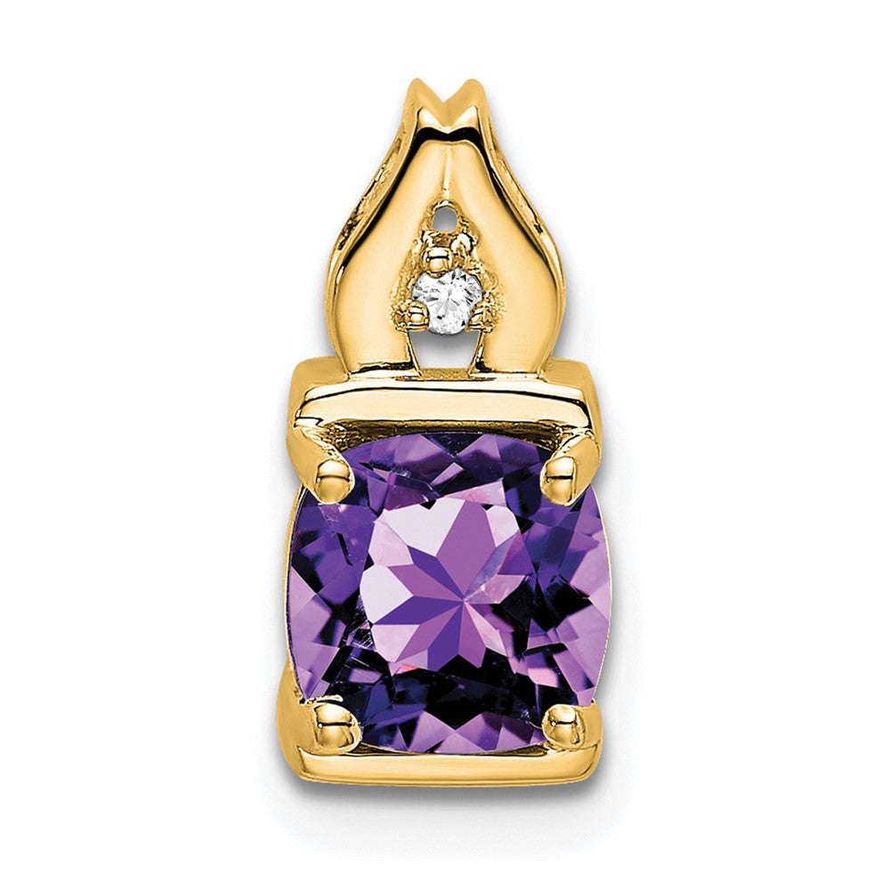 14k yellow gold amethyst and real diamond pendant pm7054 am 001 ya