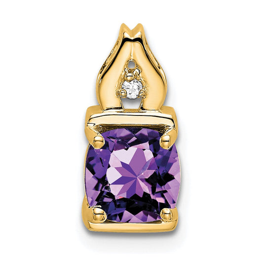 14k yellow gold amethyst and real diamond pendant pm7054 am 001 ya