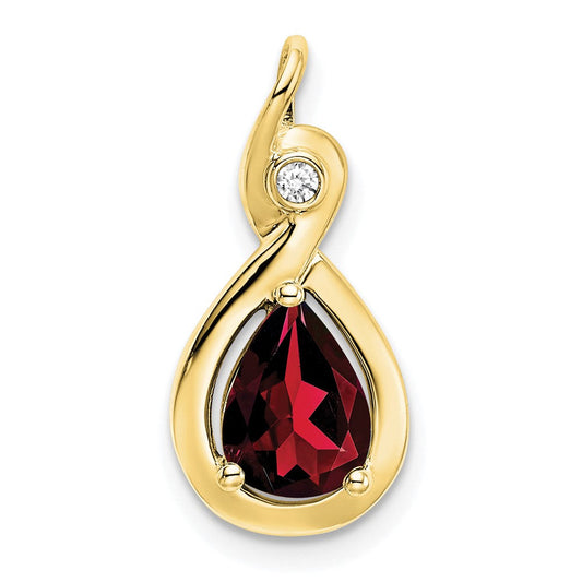 10k yellow gold pear garnet and real diamond pendant pm7055 ga 002 1ya