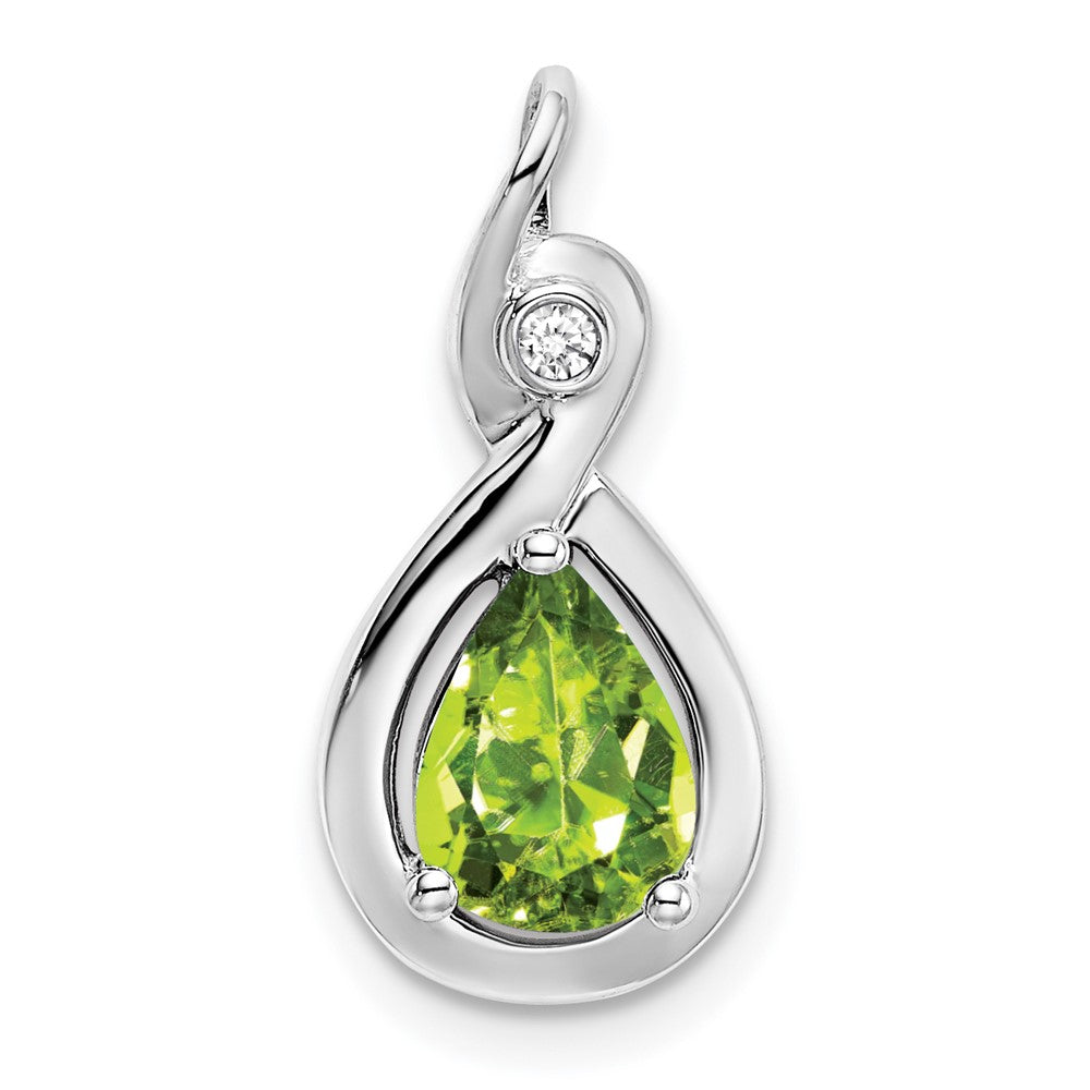 14k white gold pear peridot and real diamond pendant pm7055 pe 002 wa