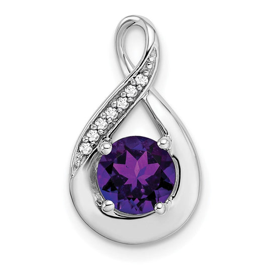 14k white gold amethyst and real diamond pendant pm7056 am 003 wa