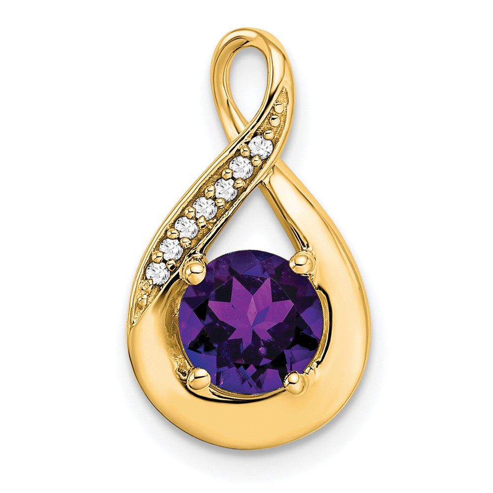 14k yellow gold amethyst and real diamond pendant pm7056 am 003 ya