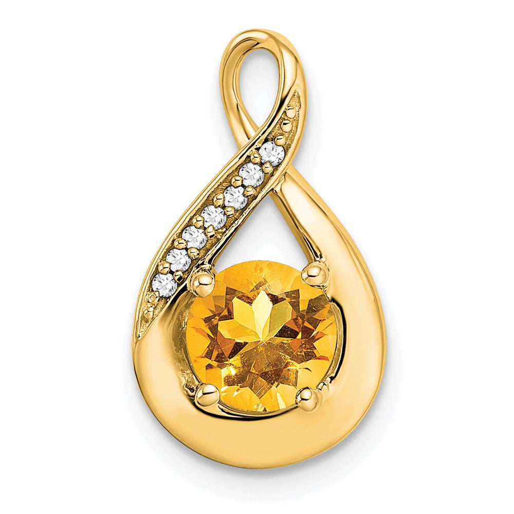 14k yellow gold citrine and real diamond pendant pm7056 ci 003 ya