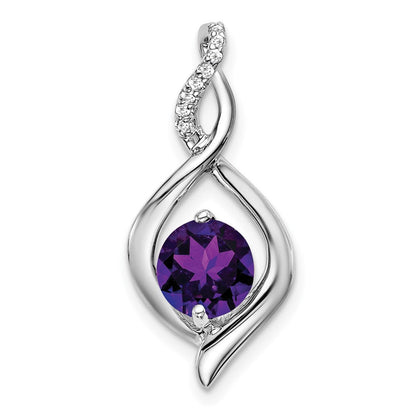 14k white gold amethyst and real diamond pendant pm7057 am 004 wa