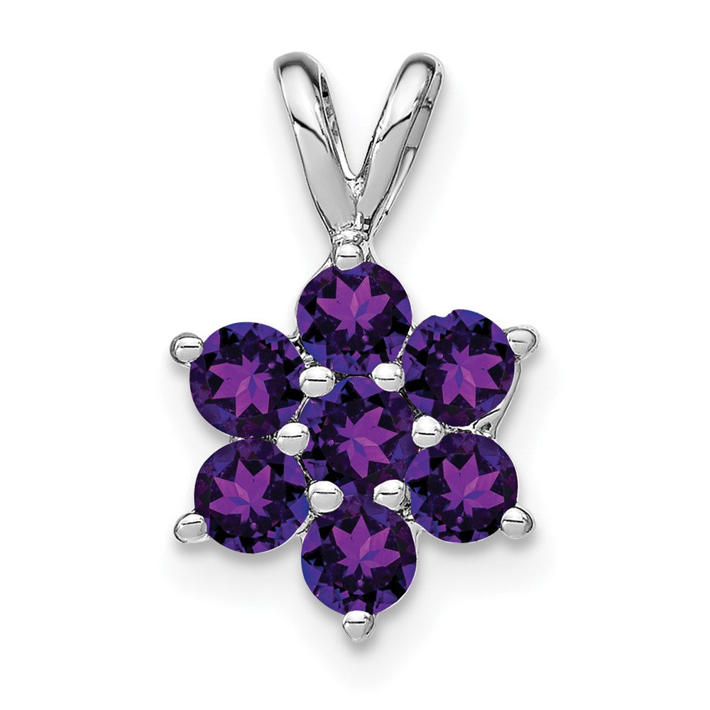 14k white gold amethyst floral pendant pm7069 am w