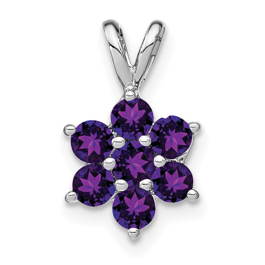 14k white gold amethyst floral pendant pm7069 am w