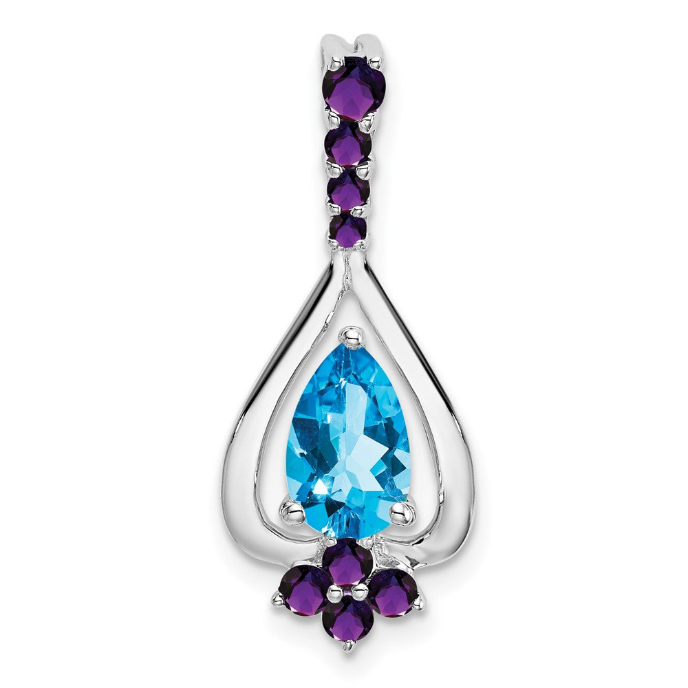 14k white gold pear blue topaz and amethyst pendant pm7071 bt am w