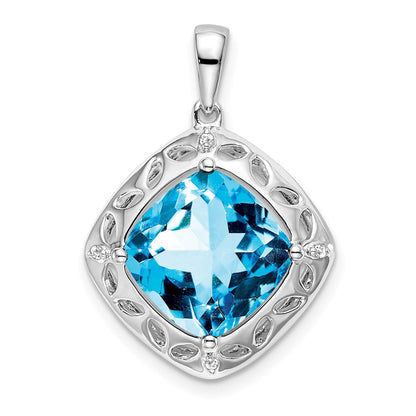 sterling silver blue topaz and real diamond pendant pm7078 bt 002 ssa