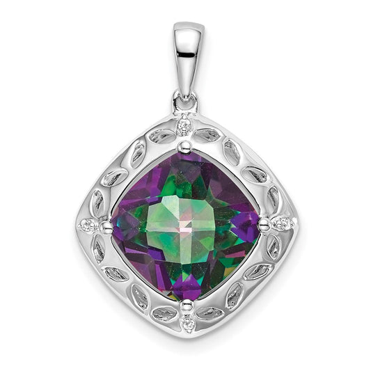 sterling silver mystic fire topaz and real diamond pendant pm7078 ft 002 ssa