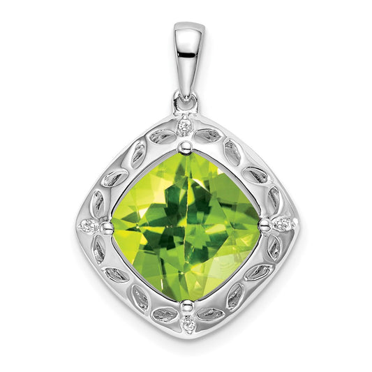sterling silver peridot and real diamond pendant pm7078 pe 002 ssa