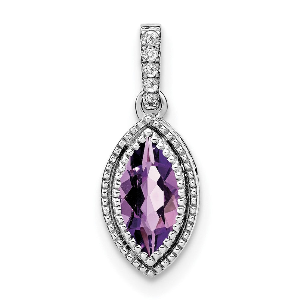 14k white gold marquise amethyst and real diamond pendant pm7095 am 012 wa