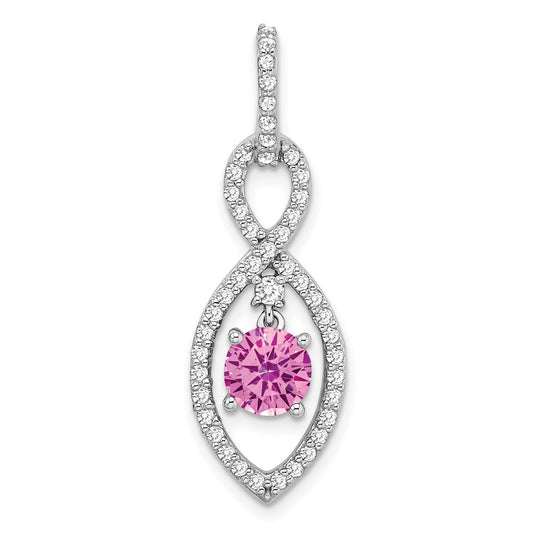 14k white gold created pink sapphire and real diamond pendant pm7111 cps 039 wa