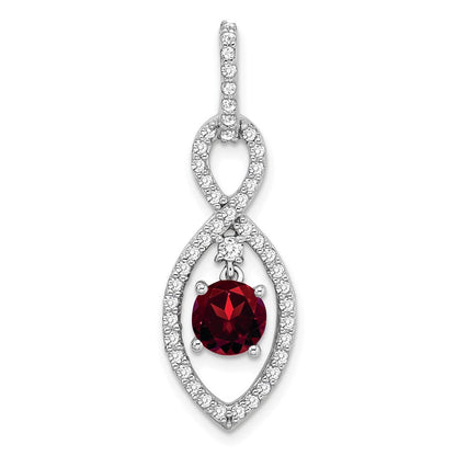 14k white gold garnet and real diamond pendant pm7111 ga 039 wa