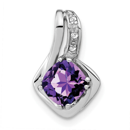10k white gold amethyst and real diamond pendant pm7117 am 002 1wa