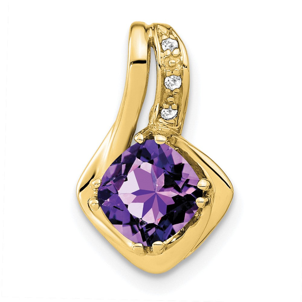 10k yellow gold amethyst and real diamond pendant pm7117 am 002 1ya