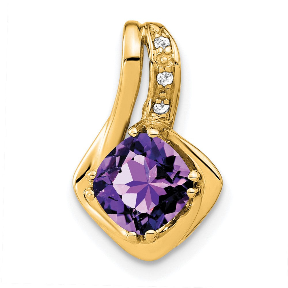 14k yellow gold amethyst and real diamond pendant pm7117 am 002 ya