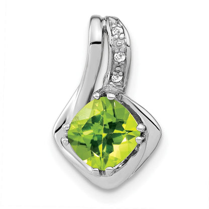 14k white gold peridot and real diamond pendant pm7117 pe 002 wa