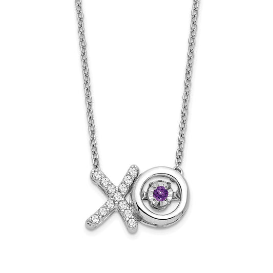 14k white gold amethyst real diamond x and o necklace pm7121 am 013 wa
