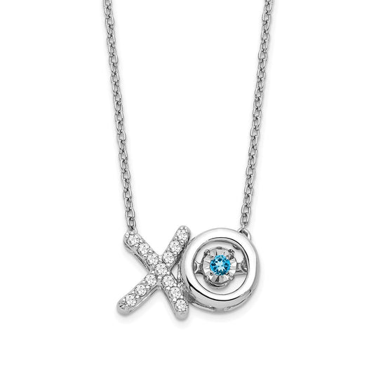 14k white gold blue topaz real diamond x and o necklace pm7121 bt 013 wa