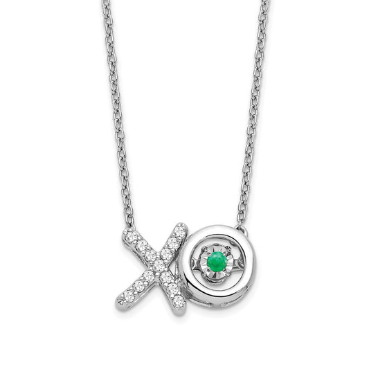 14k white gold emerald real diamond x and o necklace pm7121 em 014 wa