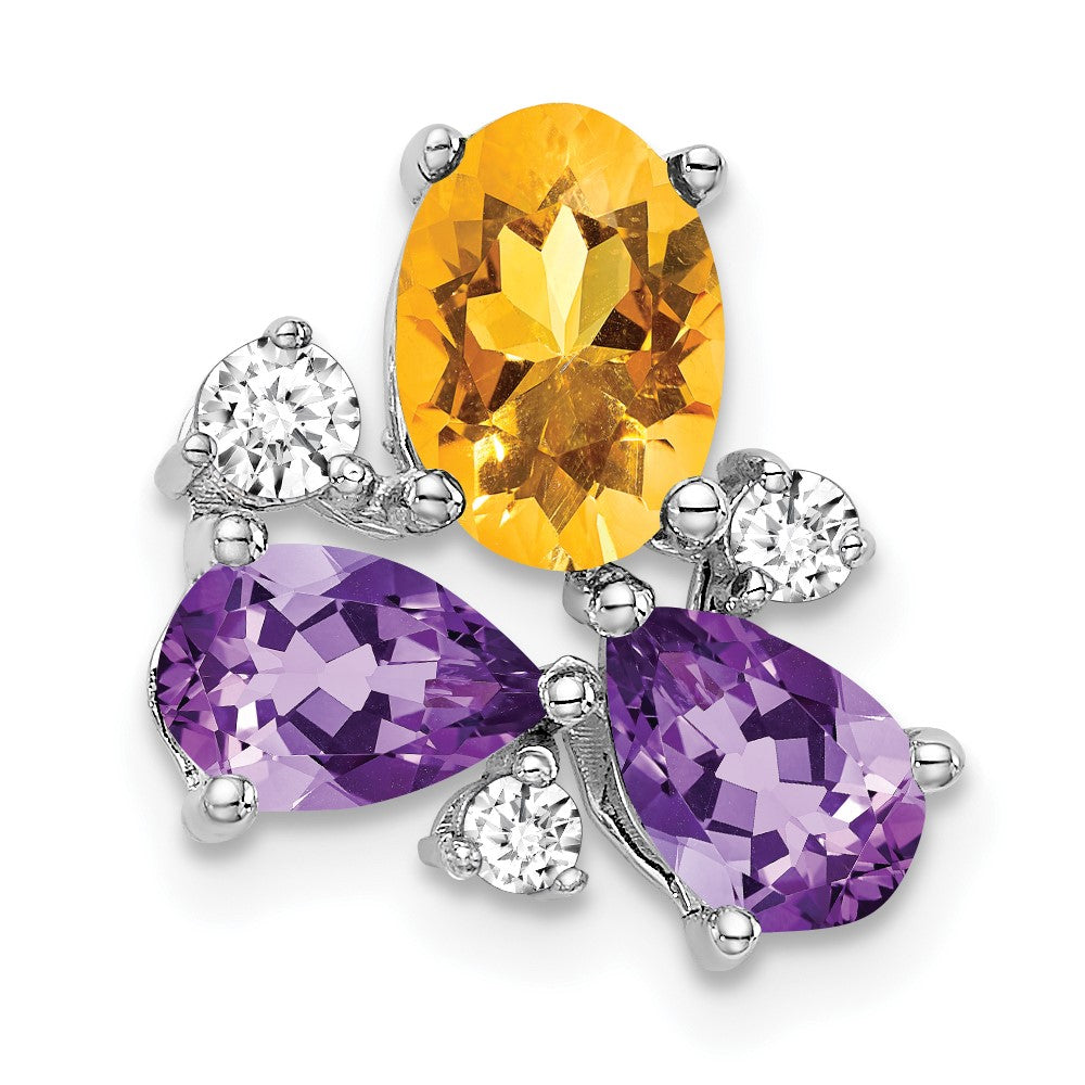 14k white gold amethyst citrine real diamond chain slide pm7128 am ci 012 wa