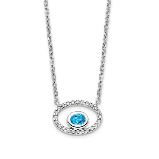 14k white gold oval blue topaz and real diamond 18in necklace pm7135 bt 007 wa