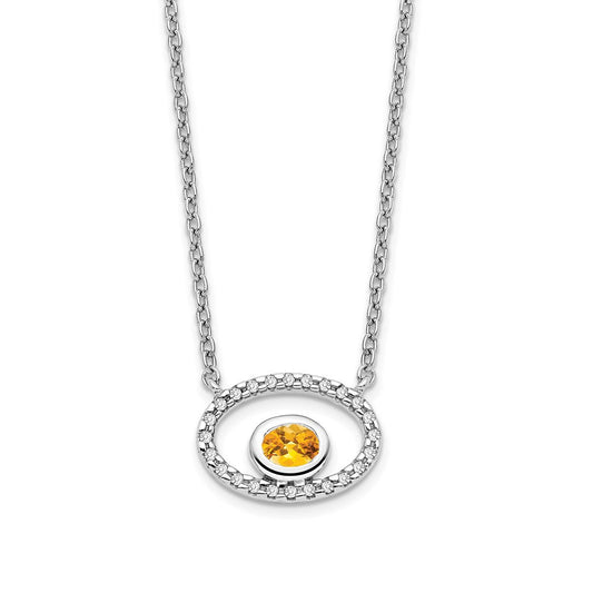 14k white gold oval citrine and real diamond 18in necklace pm7135 ci 007 wa