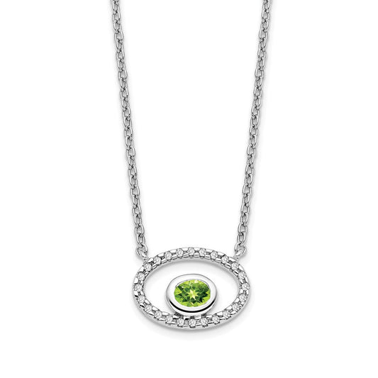 14k white gold oval peridot and real diamond 18in necklace pm7135 pe 007 wa
