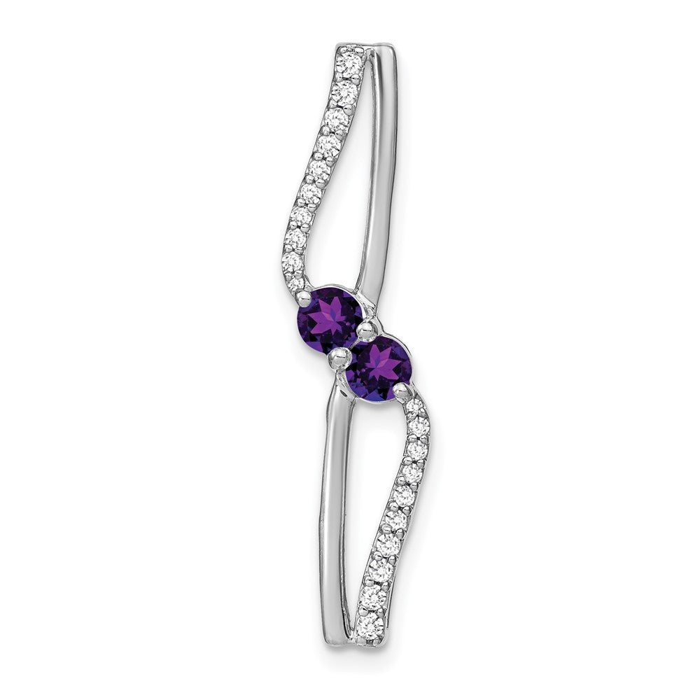14k white gold amethyst and real diamond chain slide pm7142 am 016 wa