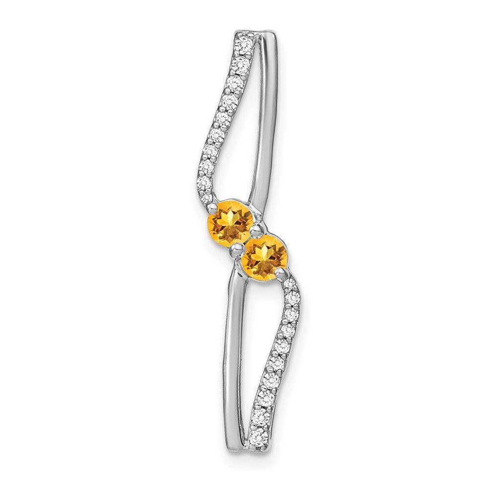 14k white gold citrine and real diamond chain slide pm7142 ci 016 wa