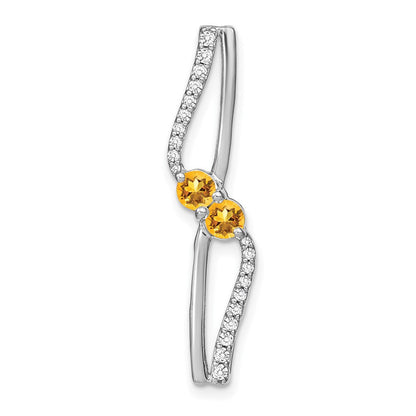 14k white gold citrine and real diamond chain slide pm7142 ci 016 wa