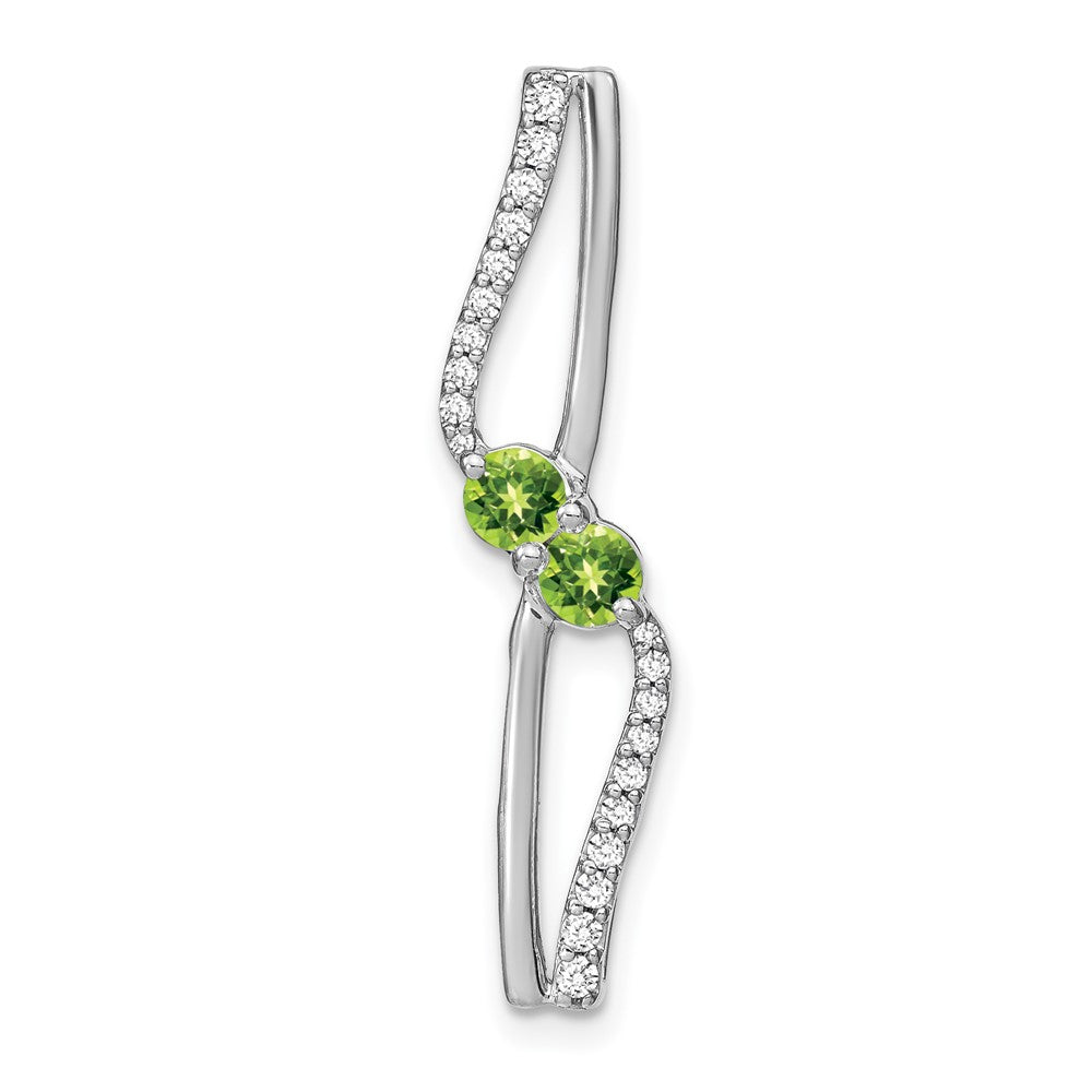 14k white gold peridot and real diamond chain slide pm7142 pe 016 wa