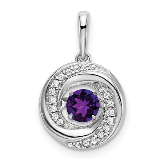 14k white gold round amethyst and real diamond pendant pm7143 am 011 wa