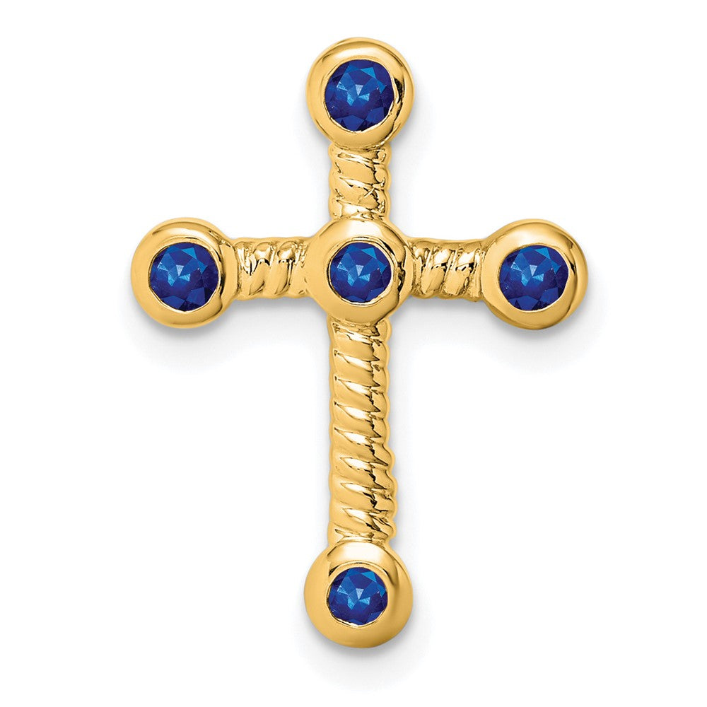 14k yellow gold sapphire cross chain slide pm7174 sa y
