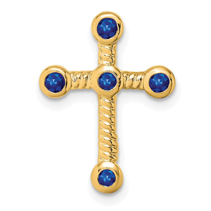 14k yellow gold sapphire cross chain slide pm7174 sa y