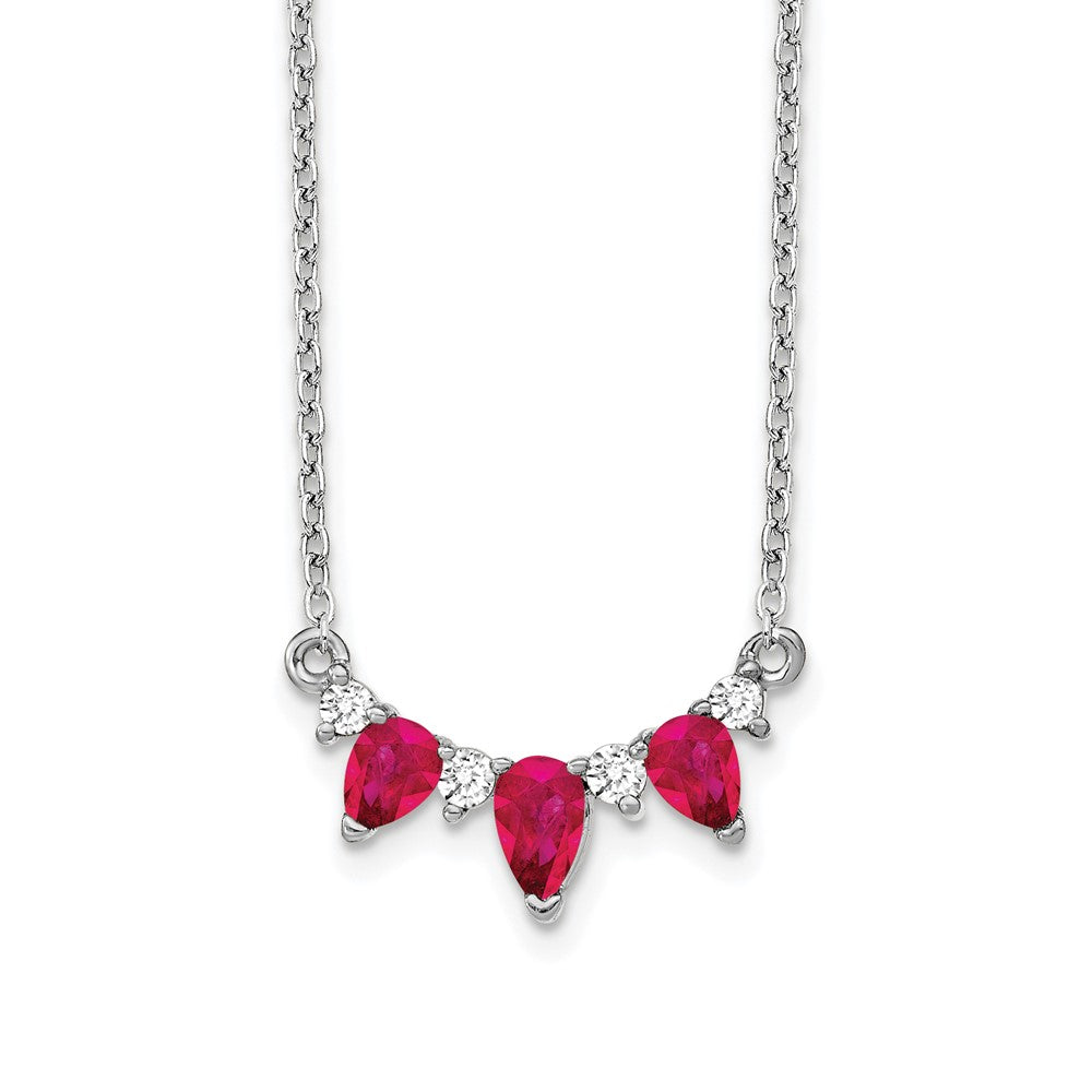 14k white gold ruby and real diamond 18 inch necklace pm7176 ru 012 wa
