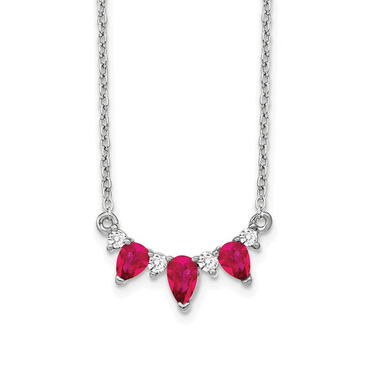 14k white gold ruby and real diamond 18 inch necklace pm7176 ru 012 wa