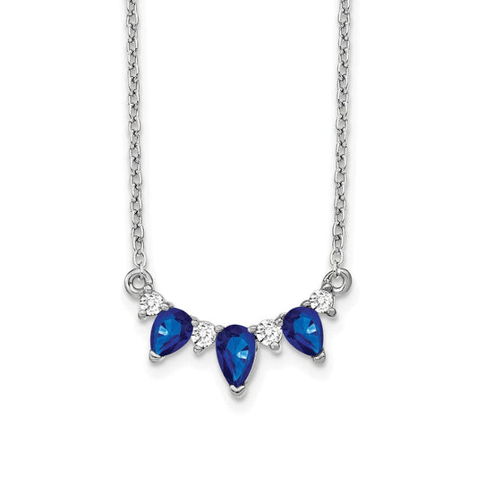 14k white gold pear sapphire and real diamond 18 inch necklace pm7176 sa 012 wa