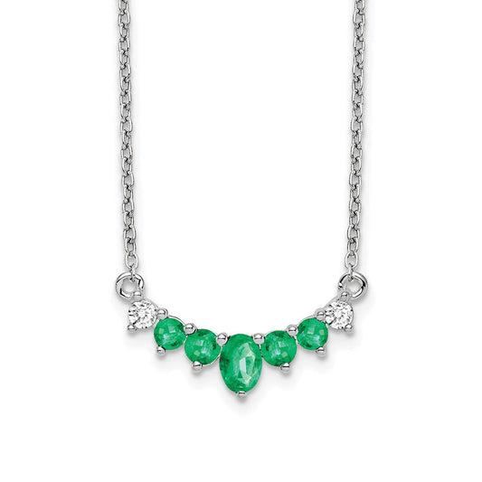 14k white gold emerald and real diamond 18 inch necklace pm7177 em 007 wa