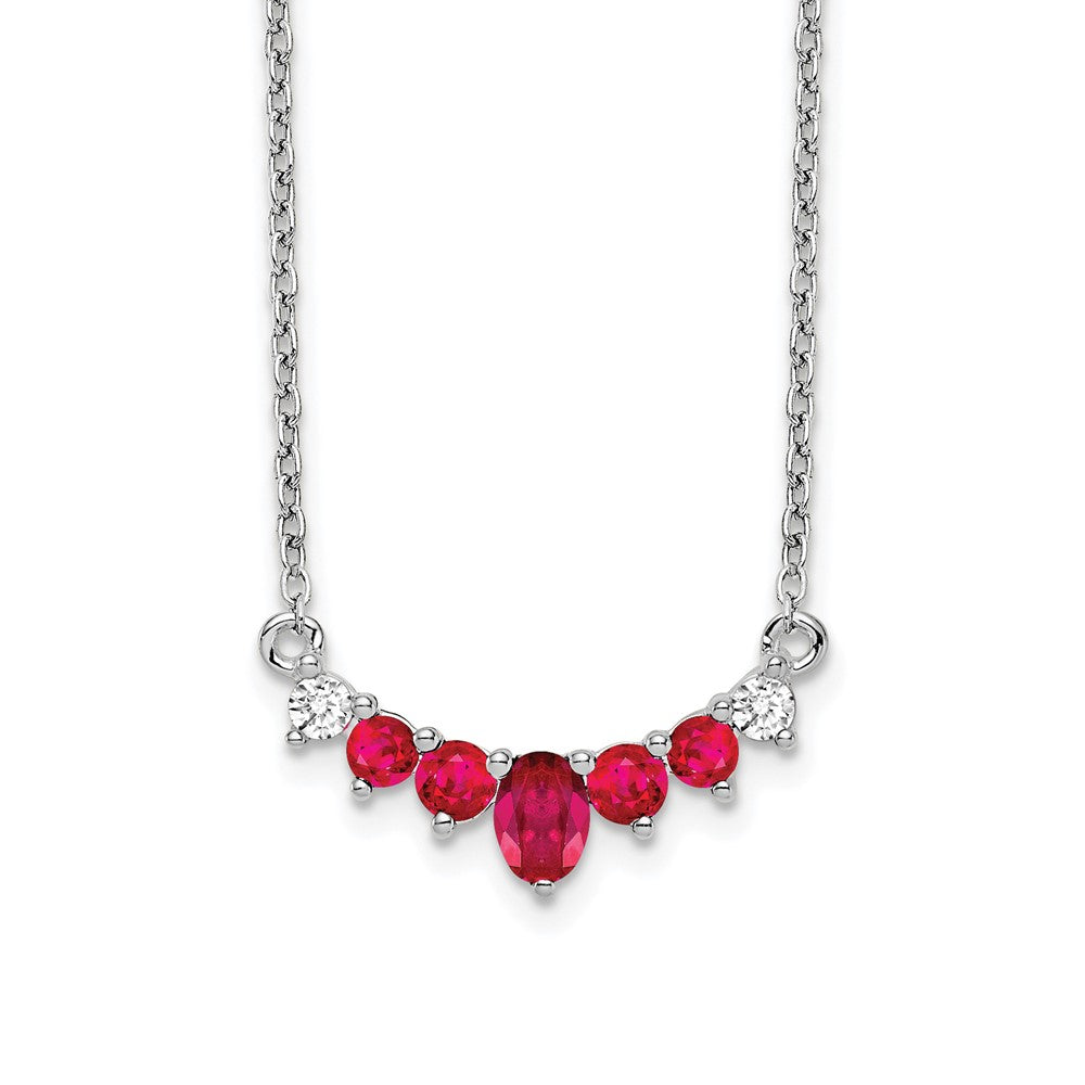 14k white gold ruby and real diamond 18 inch necklace pm7177 ru 007 wa