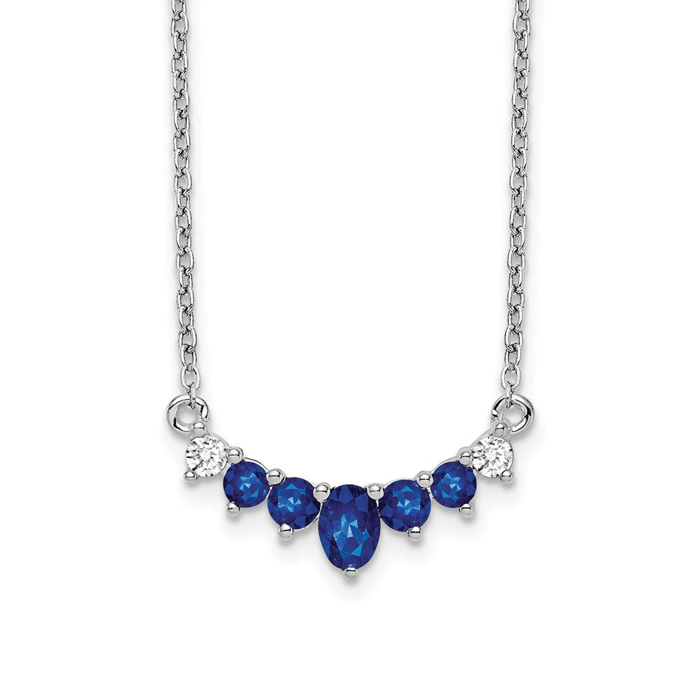 14k white gold sapphire and real diamond 18 inch necklace pm7177 sa 007 wa