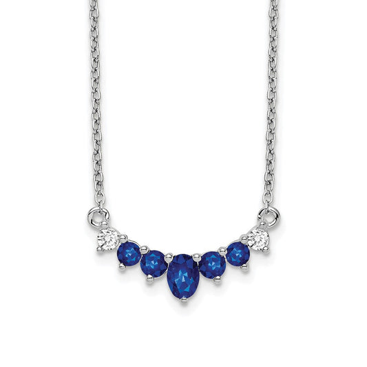 14k white gold sapphire and real diamond 18 inch necklace pm7177 sa 007 wa
